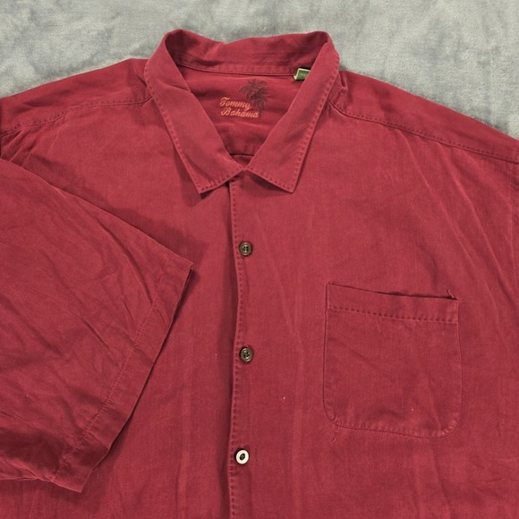 Tommy Bahama Other - Tommy Bahama Catalina Twill Camp Shirt Mens 3XB Wine Silk Hawaiian Resort Casual